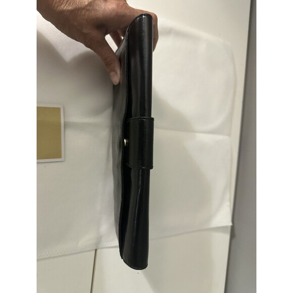 MICHAEL KORS Sutton Black Leather Clutch Gold Buckle Handbag Evening Bag New! - Picture 6 of 6